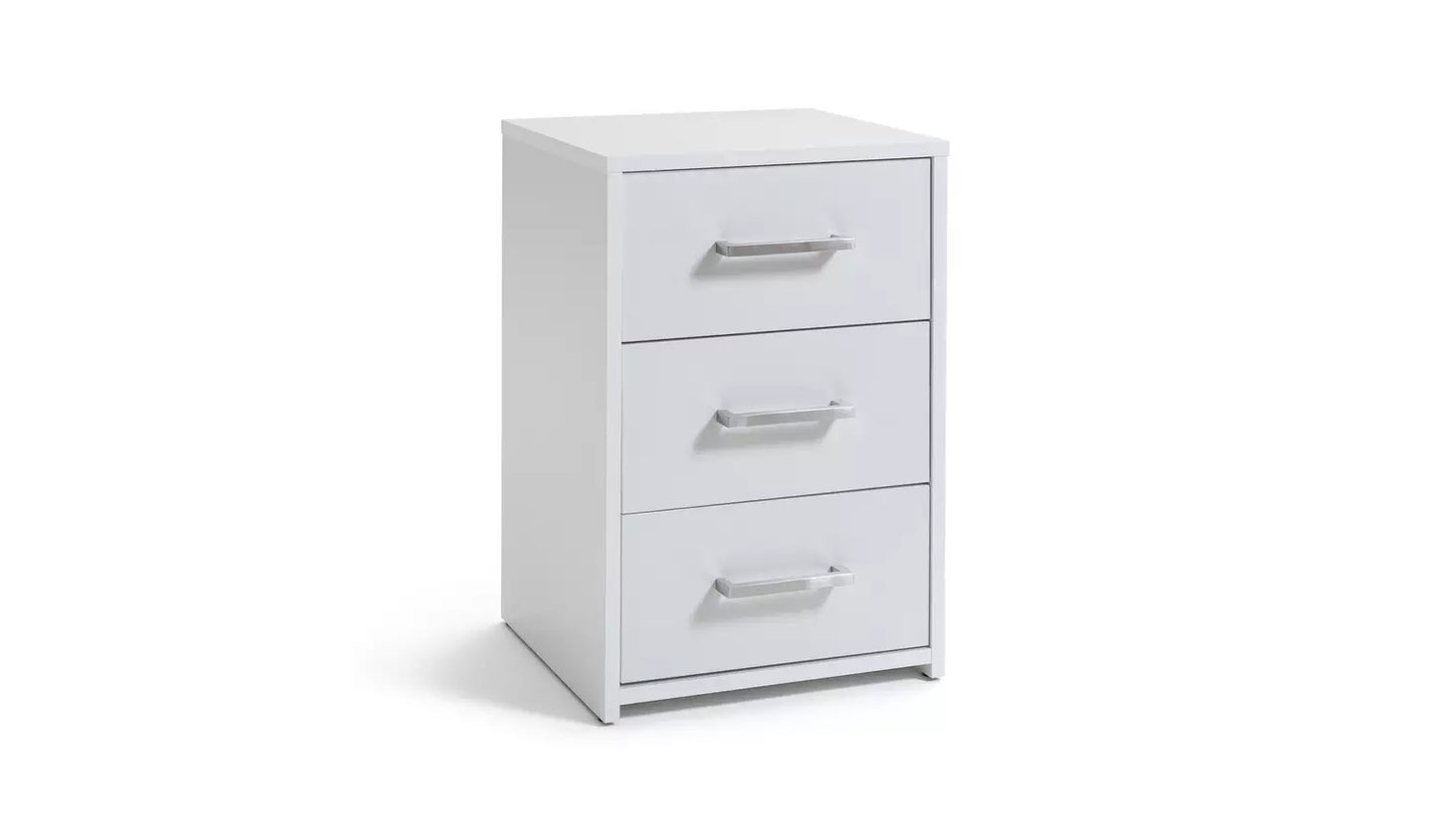 Assembled 3 Drawer Bedside Table - White